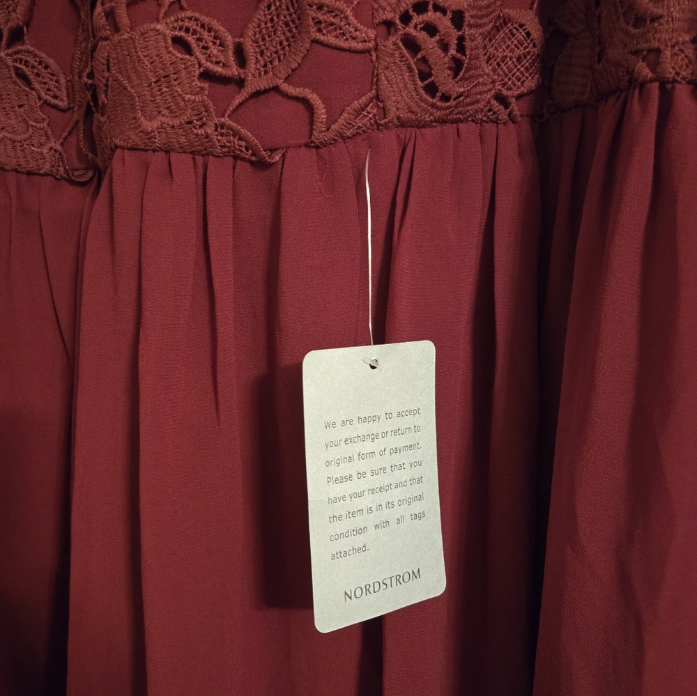 Chi Chi London Deep Red Lace Long Sleeve Dress - Picture 2 of 16